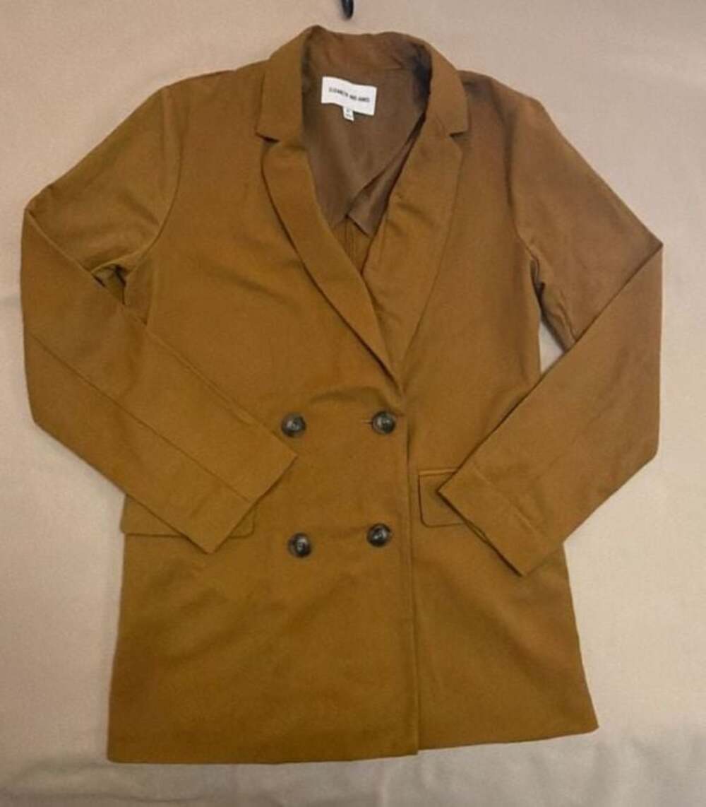 Elizabeth and James Camel Double Breasted Blazer Jacket Size M